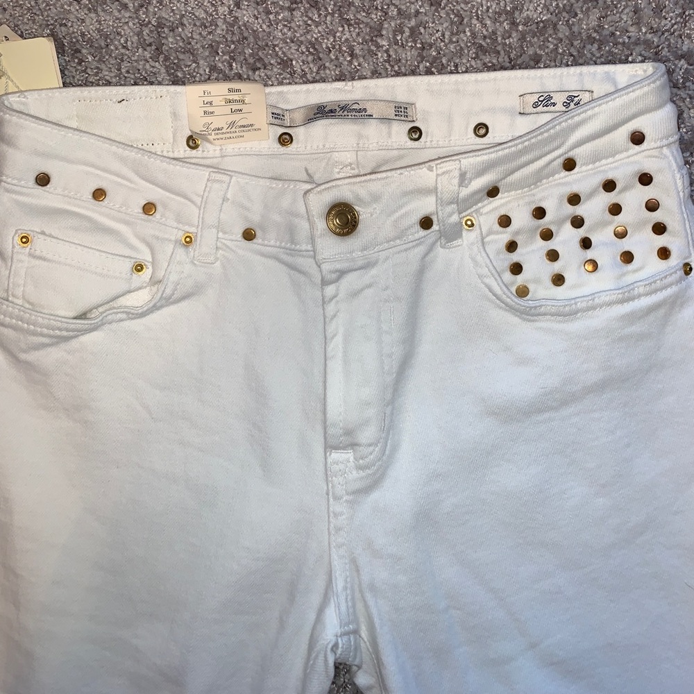 NWT Zara Woman Premium Denimwear Collection Studded Jeans Sz 4 US SOLDOUT